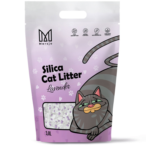 Żwirek silikonowy dla kota lawendowy Mersjo Lavender 8x3,8L